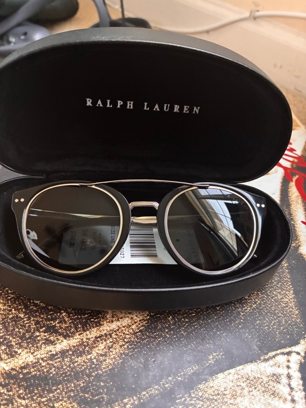 Ralph Lauren Black and Silver Round Men’s Sunglasses